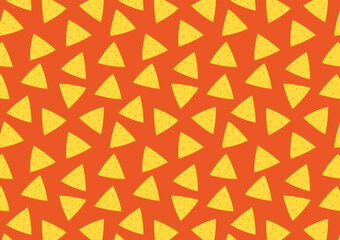 Nachos pattern background. Mexican food nachos pattern. Nice spanish fastfood texture for textile, wallpaper, background, cover, banner, bar and cafe menu design