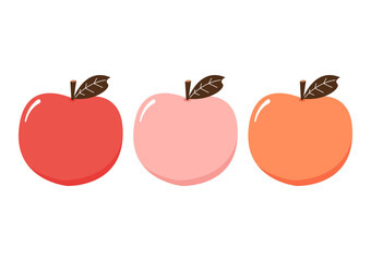 Peach cartoon vector. Doodle peach with leaves icon. Peach fruit in shape of heart isolated on white background. Farm, natural food, fresh fruits.