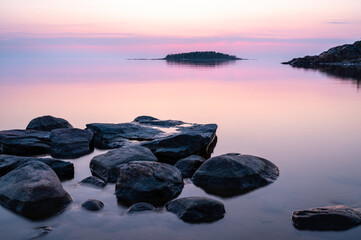 Fototapeta na wymiar Sunset over the sea. Pörkenäs, Finland