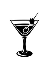 Illustration of martini cocktail in glass. Alcoholic drink for party.