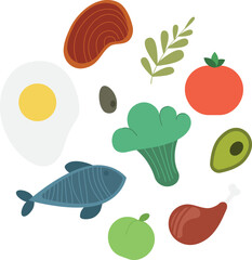 Healthy eating products. Fresh diet food set