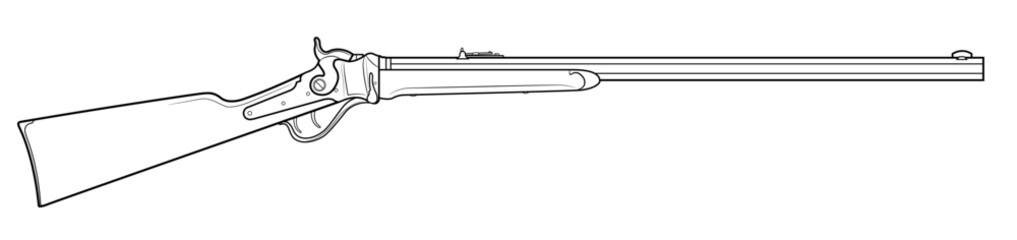 Vector illustration of the Sharps Cavalry rifle on the white background. Right side.