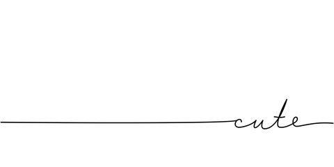 Cute word - continuous one line with word. Minimalistic drawing of phrase illustration.