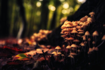Golden October, lovely warm colors in the forest wood hills of the Saarland countryside in Germany, Europe in autumn fall