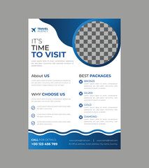 Vacation, Travel poster or flyer or poster for travelling agency business offer promotion. pamphlet brochure design layout space for photo background.