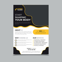 Gym or Fitness Flyer, body building, Fitness social media post and gym flyer A4 size vector template