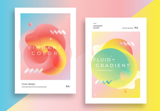 Modern Poster Layout Set with Gradient Fluid Shape