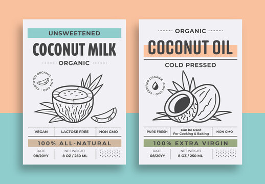 Coconut Milk and Oil Label Layout for Package