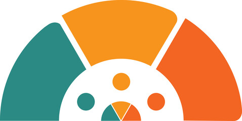 Colorful semicircle for infographics 3 positions isolated