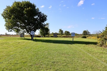 The finish line of the path in the countryside.