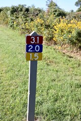 A close view of the trail mile markers.