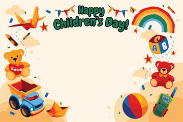 hand drawn flat world children s day background vector design illustration