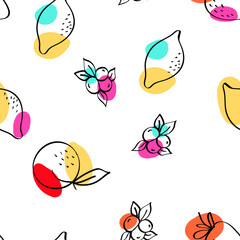 Green and Fuchsia Lemon and Strawberry Vector