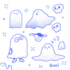 Fantasmas ilustrados tiernamente para ni&ntilde;os 