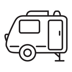 Camping design. RV trailer icon. Vintage travel.Road trip.Isolated on white background. Outline vector illustration.