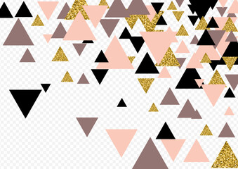 Gold Triangle Vector Transparent Background. Glow