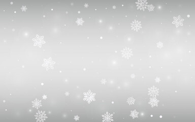 Naklejka na ściany i meble Gray Snow Vector Silver Background. Xmas Blizzard