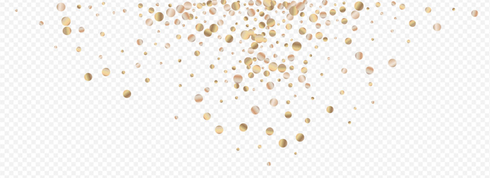 Gold Confetti Falling Panoramic Transparent