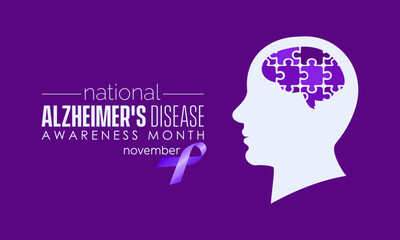 Vector illustration design concept of National Alzheimer's Disease Awareness Month observed on every November