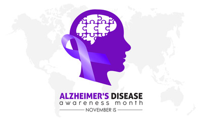 Vector illustration design concept of National Alzheimer's Disease Awareness Month observed on every November