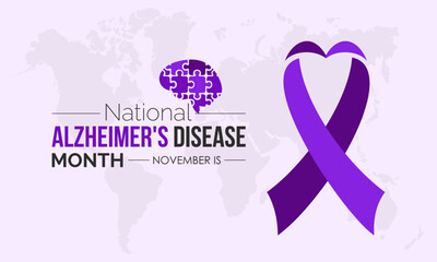 Vector illustration design concept of National Alzheimer's Disease Awareness Month observed on every November