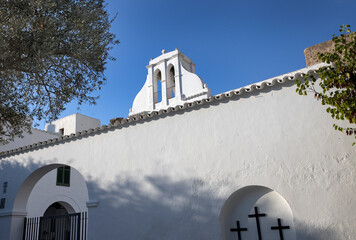 church, historc white church, sant antoni, ibiza, mediterranean, ballears, ibiza, spain, 