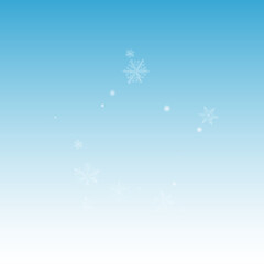 Fototapeta na wymiar White Snowfall Vector Blue Background. Winter