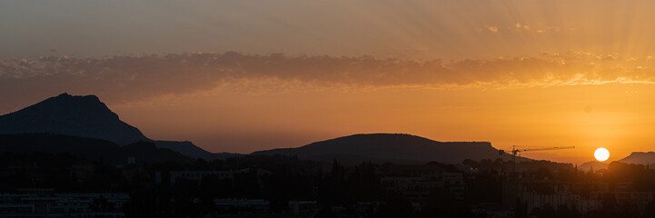 the Sainte Victoire mountain in the light of an autumn morning
