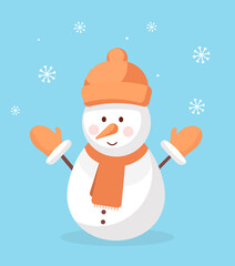  Cute snowman. Merry Christmas and Happy New Year