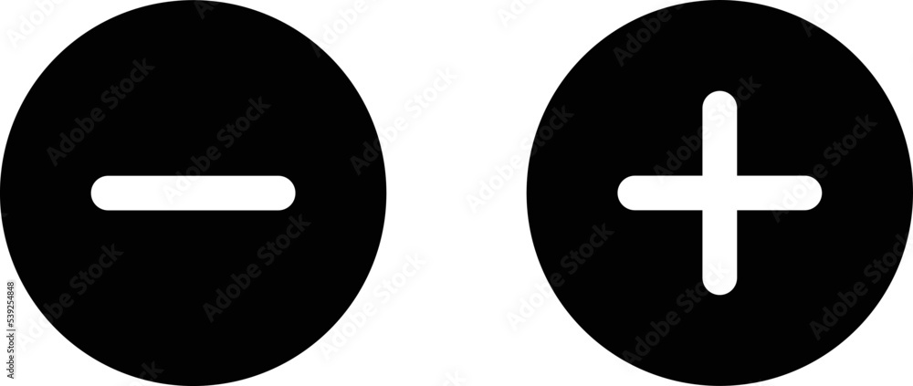 Poster minus and plus vector icon in modern design style for web site and mobile app