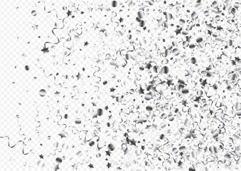Fototapeta premium Silver Confetti Celebration Vector Transparent