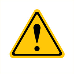 Hazard warning sign with exclamation mark. Yellow triangle sign board. Attention caution illustration on white background. Vector illustration EPS 10
