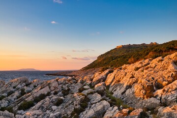 Sonnenuntergang bei Pylos, Griechenland