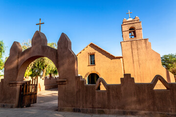 Fototapeta premium Adobe catholic Church of San Pedro de Atacama, Northern Chile