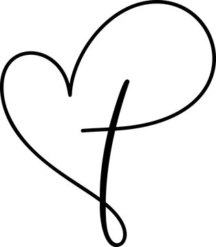 recommend clip art: Vector Christian logo one line Heart with Cross on a White Background. Hand Drawn Calligraphic symbol. Minimalistic religion icon