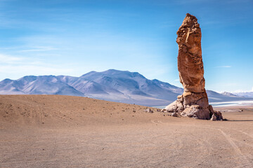 Fototapeta na wymiar Moai El Indio, The Indian, natural monument, Atacama Desert, Chile