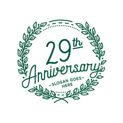29 years anniversary design template. 29th anniversary celebration hand drawn logotype. Vector illustration.