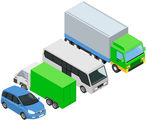 Truck, commercial lorry isolated on white. Delivery, logistics concept. Wagon with trailer for transporting, garbage removal. Vehicle for transpportation and shipping. Delivery of parcels by transport