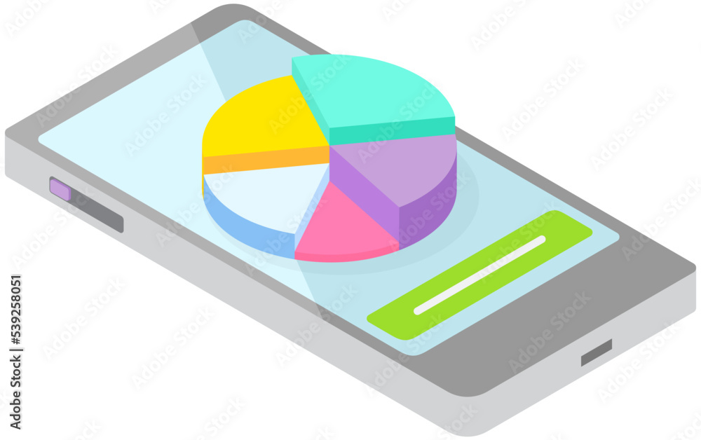 Poster user interface with statistics on smartphone. infographic elements for analytical business app. smar