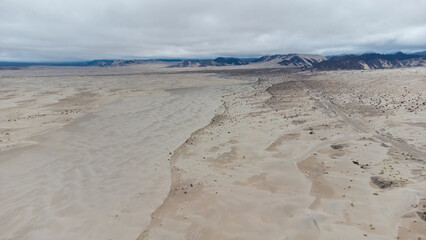 Aerial view of the white sand desert of Taton in the province of Catamarca Argentina