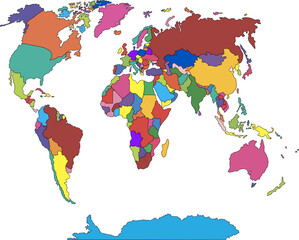 Color map of the world on a white background.