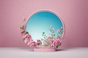 floral frame with flowers and petals