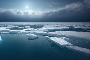 Eisschollen und Eisberge in der kalten Arktis in der Klimaerwärmung