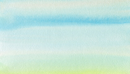 Abstract watercolor background. Delicate shades of green and blue on watercolor paper. Picturesque spots of paint.