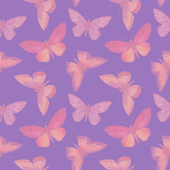 Seamless pattern of bright butterflies for design, scrapbooking, printing, wrapping paper.