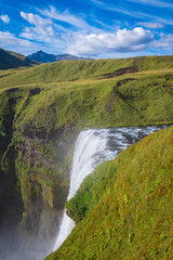 Landscape of the Skógafoss Waterfall (Iceland)