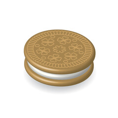 cookie or biscuit with white cream, vector illustration 