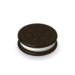 cookie or biscuit with white cream, vector illustration 