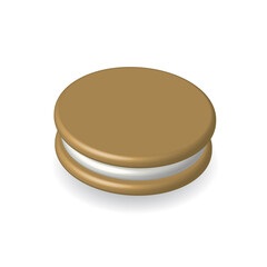 cookie or biscuit with white cream, vector illustration 