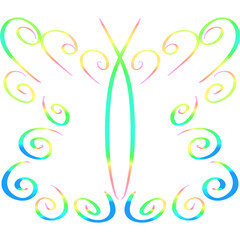 Fototapeta premium Rainbow Butterfly Line Art